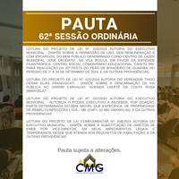 62ª Sessão - Pauta