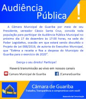 Audiência Pública para a discussão do Orçamento Municipal do ano de 2020.