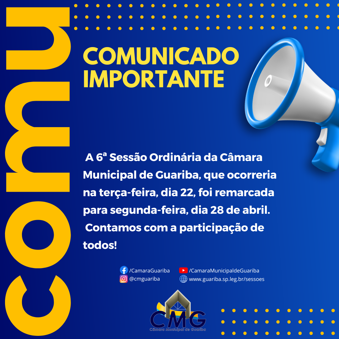 comunicado 6ª Sessão Ordinária