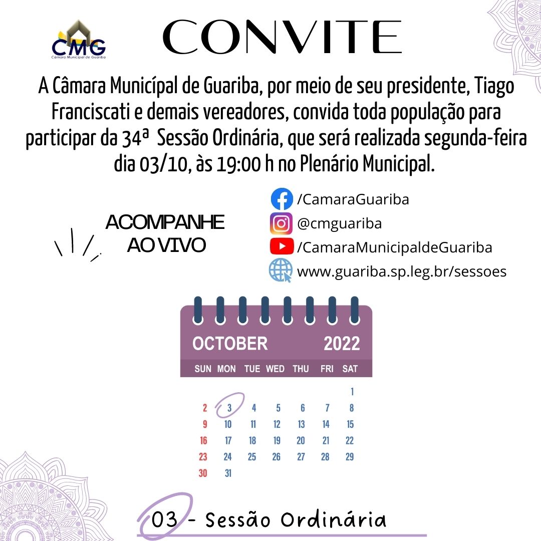 Convite 34 sessão Ordinária