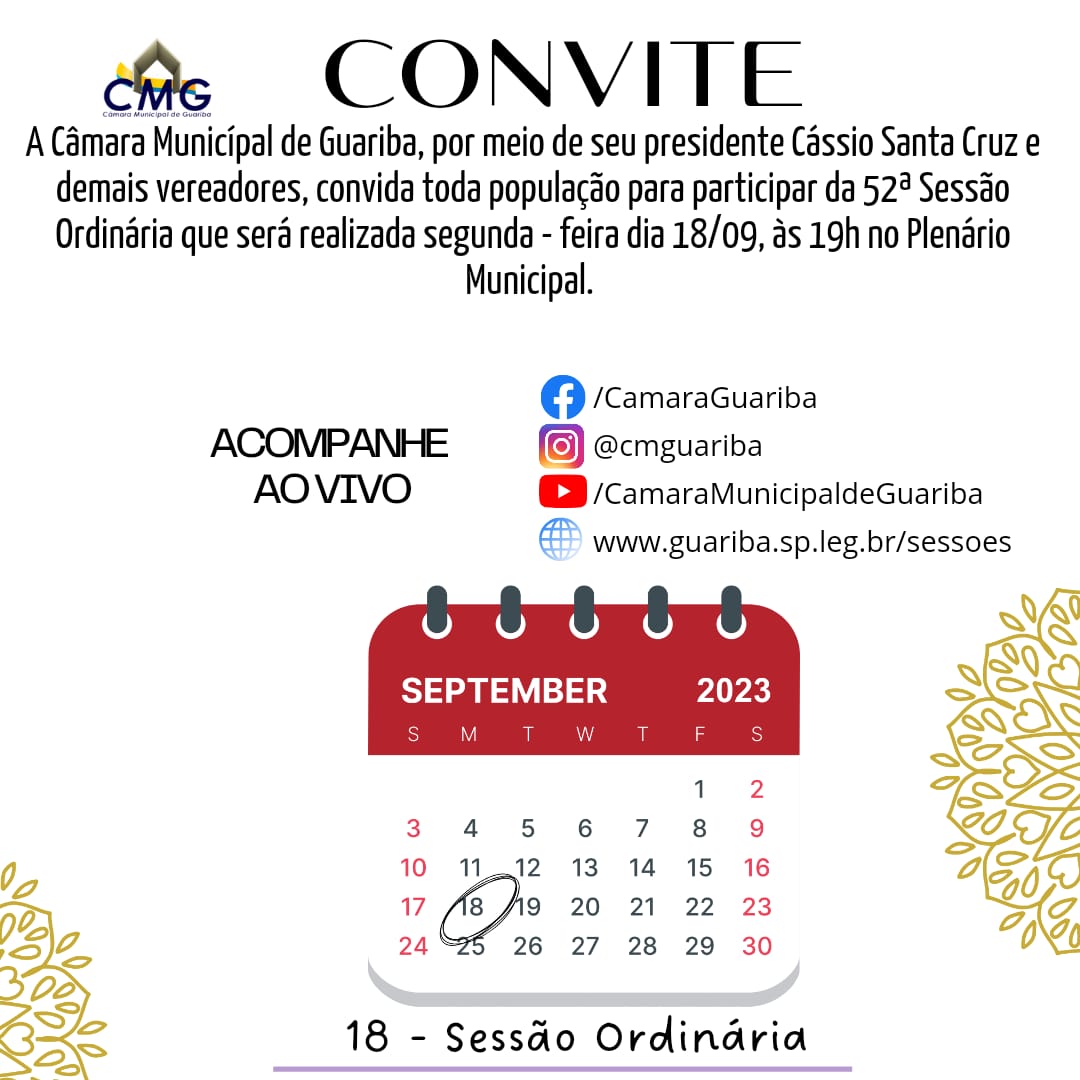 Convite 52 Sessão Ordinária