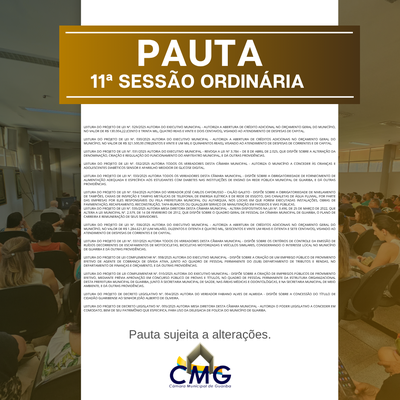 Pauta 11ª Sessão Ordinária