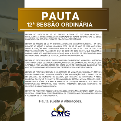 Pauta 12 sessão