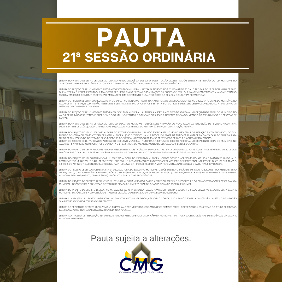 Pauta 21 Sessão