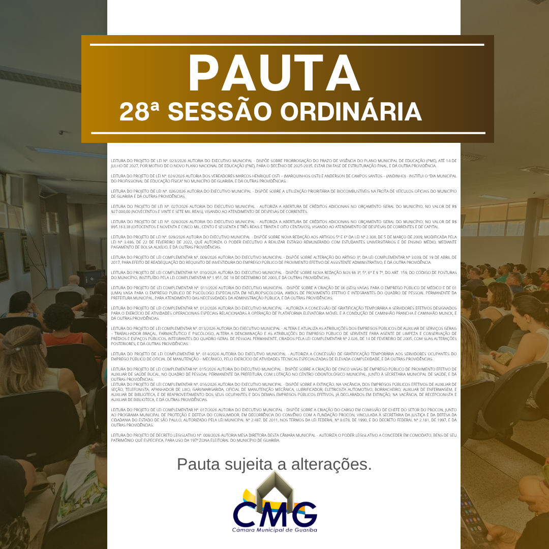 Pauta 28ª Sessão