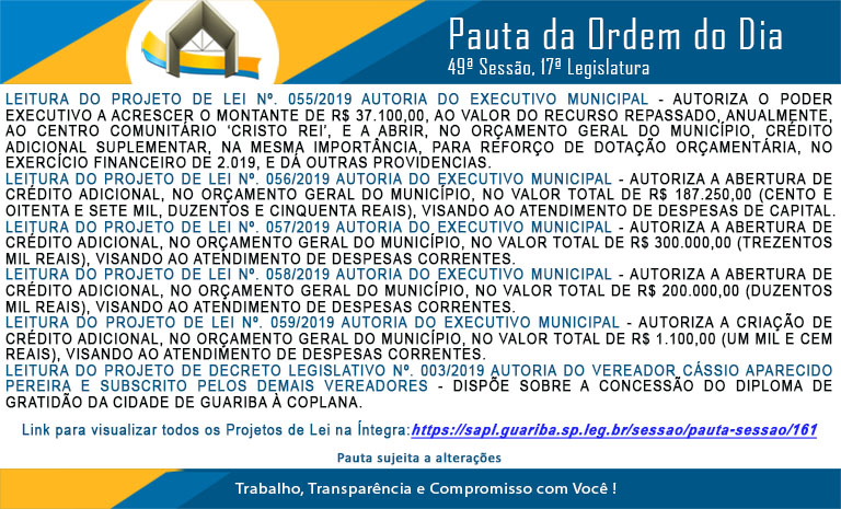 Pauta 49ª. Sessão Ordinária