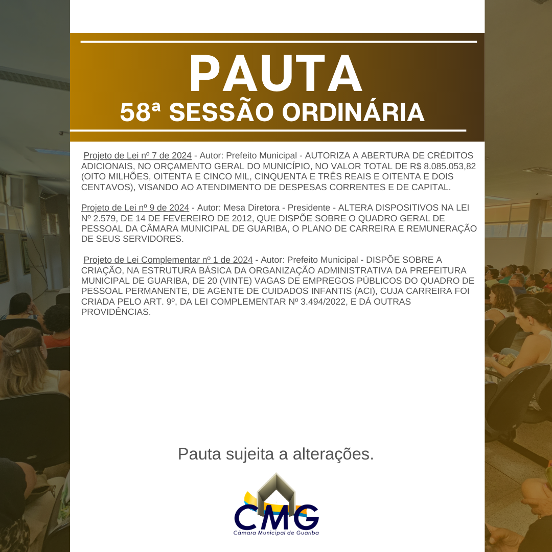 Pauta 59ª. Sessão Ordinária