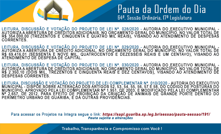 Pauta 65ª. Sessão