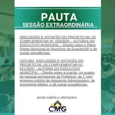 Pauta Sessão Extraordinária
