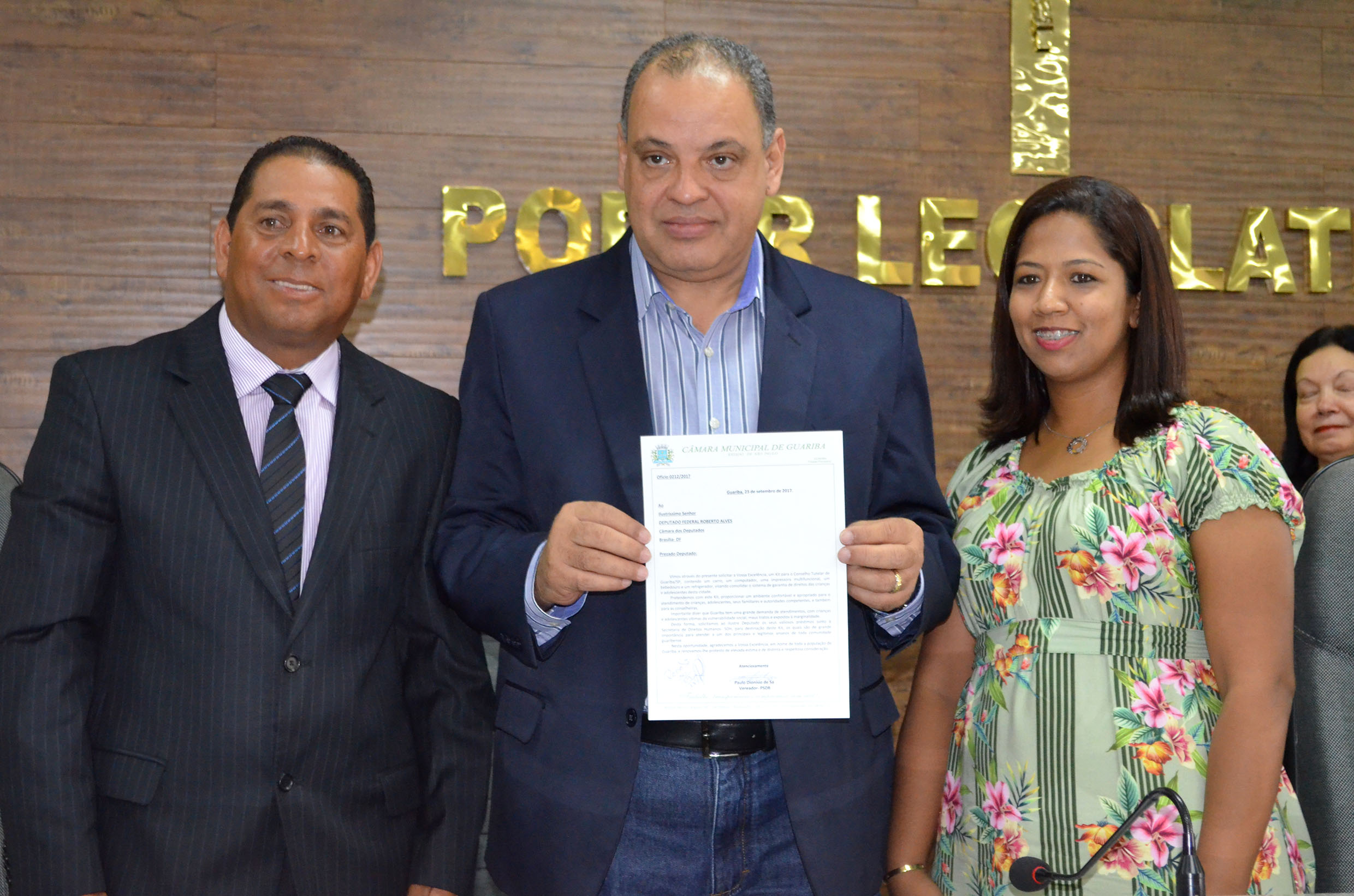 Vereador Paulo de Sá solicita ao Deputado Federal Roberto Alves Kit ao Conselho Tutelar de Guariba